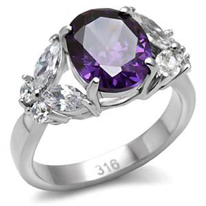 5.2CT PURPLE CZ STAINLESS STEEL RING-size10